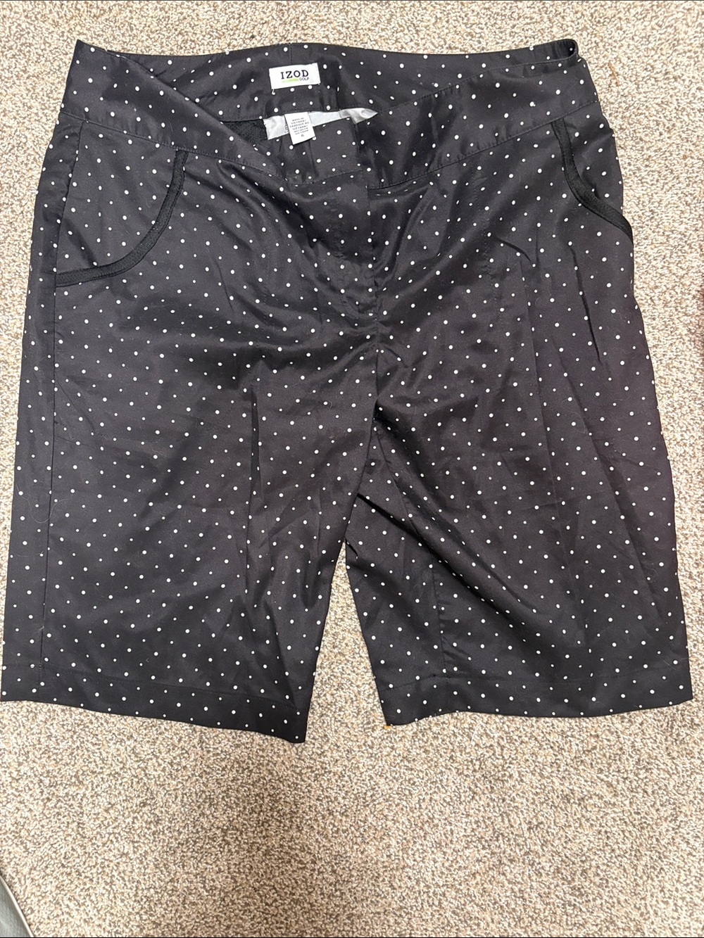 IZOD Women's Black Polka Dot Stretch Shorts